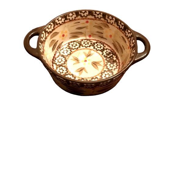 Temptations Old World Brown Rem Round Mini Bowl With Handles Holds‎ 10 Ounces - Picture 1 of 5